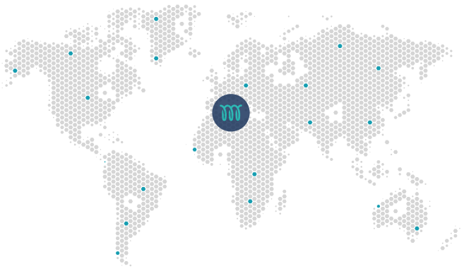 World map showing MessageSpring connecting audiences across continents